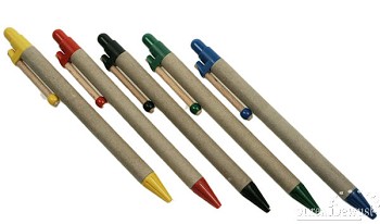 kartonnen pen met houten clip, kleuren assorti, per 5